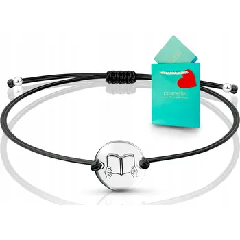 Náramek Náramek kniha na šňůrce, provázkový dárek pro čtenáře, stříbro 925