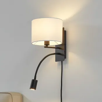 Lampička Lindby nástěnné světlo Florens, černé, LED lampa na čtení, 23,5 cm - Nástěnný držák - délka 20 cm, šířka 8 cm, výška 2,5 cm; stínidlo na lampu - Ø 18 cm, výška 13,5 cm bílá, černá 1 x 10 W E14 LED (bez) + 1 x 4,1 W LED (vč.) - Doprava zdarma