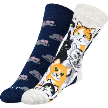 Dámské ponožky Bellatex Ponožky dětské Kočka+myš šedá, oranžová, rozměr 30-34