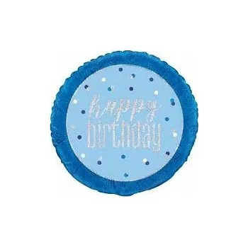 Balónek Fóliový balónek Happy Birthday, bílo-modrý, 18 palců