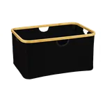 Kesper Úložný box - košík, textilní černý s bambusovým rámem XXL, 57x37x26
