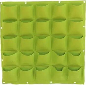 Květináč Nástěnné látkové kapsy na pěstování 100 x 100 cm 25 kapes 19x19 cm Vertikální zahrada Květináč na bylinky Zelená stěna Balkonový pěstební vak zelená