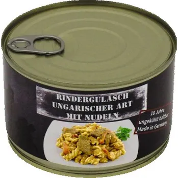 Hotové jídlo Vojenská konzerva - Maďarský hovězí guláš s těstovinami, 400 g, MFH