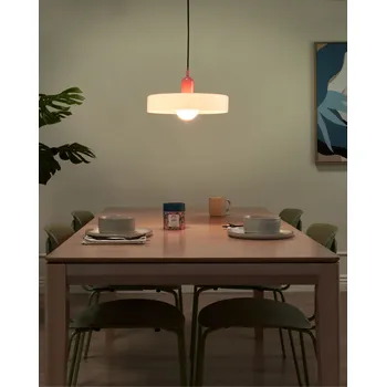 Závěsná lampa bílá růžová sklo odstín kulatý tvar moderní retro styl obývací pokoj kuchyně jídelna Beliani