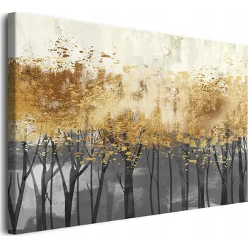 Obraz Obraz do ložnice obrazy na plátně abstrakce stromy zlatý les 80x120cm