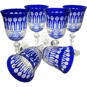 Sklenice Kobaltově modré křišťálové skleničky na víno 220 ml, francouzský styl