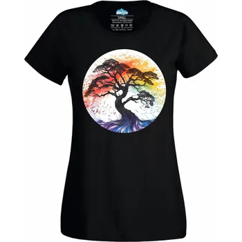 Dámské tričko Dámské tričko Mystický Strom živlů (Velikost: XL, Barva: Černá)