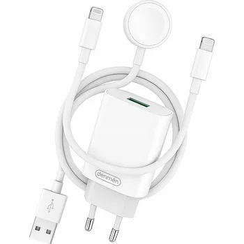 Síťová nabíječka Denmen Apple Lightning, USB pro Apple 3600 mA 5 V Ładowarka z kablem 3w1 do Apple bílá
