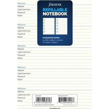 Diář Filofax, Seznam hesel pro notebook, A5, bílá