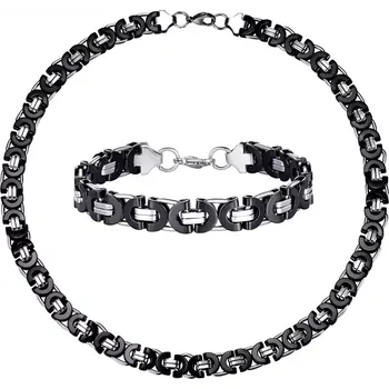 Souprava šperků Sada z chirurgické oceli Dangerous- řetízek a náramek 11mm