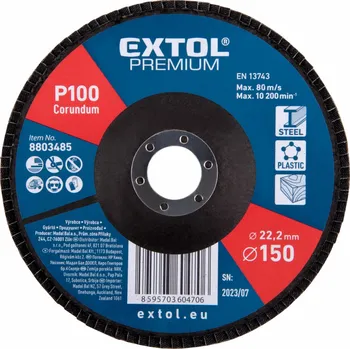 Brusný kotouč 8803485 | Kotouč lamelový šikmý korundový 150x22,2 mm, P100, EXTOL PREMIUM