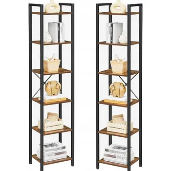 Knihovna Regál Rebiko BIUROWY REGAŁ NA KSIĄŻKI BRĄZOWY 40 cm x 187,5 cm x 30 cm černý, retro dřevo, odstíny hnědé