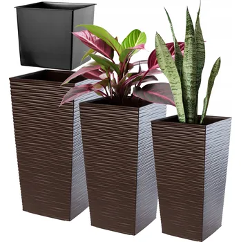 Květináč Květináč čtvercový Kadax béžový s vložkou 29 cm x 29 cm x 57 cm