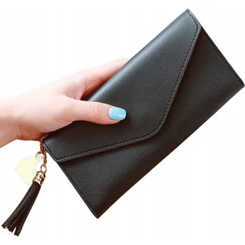 KOŽENÁ DÁMSKÁ PENĚŽENKA MĚKKÁ VELKÁ PROSTORNÁ NA PATENT ČERNÁ