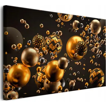 Obraz Obraz na plátně obrazy na zeď do obýváku zlato černé koule 80x120cm