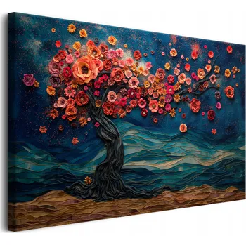 Obraz Moderní obrazy na plátně abstrakce strom růžové květy 3D 80x120cm