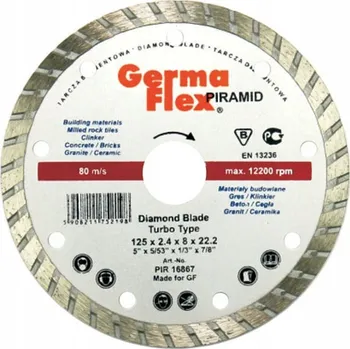 Řezný kotouč Diamantový kotouč 180 mm turbo PIRAMID GERMAFLEX – řezání betonu, žuly, c