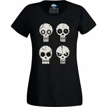 Dámské tričko Popraskané Lebky Cracked Skulls (Velikost: 4XL, Barva: Černá)