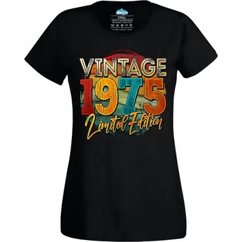 Dámské tričko Vintage 1975 Limitovaná edice (Velikost: 4XL, Barva: Černá)