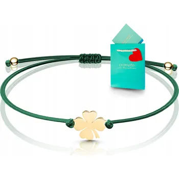 Náramek Stříbrný pozlacený náramek 925 se čtyřlístkem na šňůrce