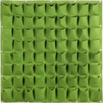 Květináč Nástěnný květináč 100 x 100 cm Látkový vertikální závěsný systém na pěstování rostlin 72 kapes 11,5 x 9,5 cm Zahradní organizér zelená