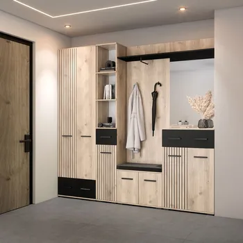 Předsíňová stěna Nábytek Pyramida, s.r.o. ZEMURA předsíňová sestava, bílý dub / černá