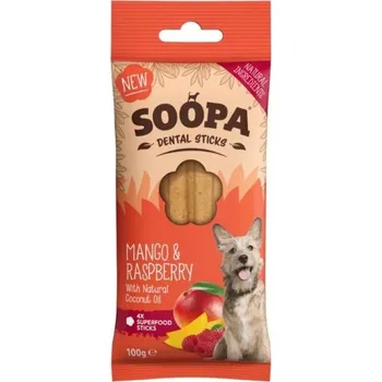 Pamlsek pro psa SOOPA dentální tyčinky s mangem a malinou 100g