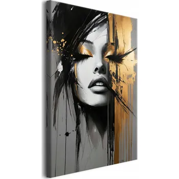Obraz Obraz na plátně Velký obraz do obýváku na zeď Portrét ženy ve zlaté barvě