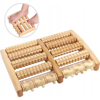 Masážní přístroj MASÁŽNÍ PŘÍSTROJ NA NOHY DŘEVĚNÝ MASÁŽNÍ ROLLER PRO MASÁŽ DVOUŘADÝ VÁLEČEK AKUPRESURA