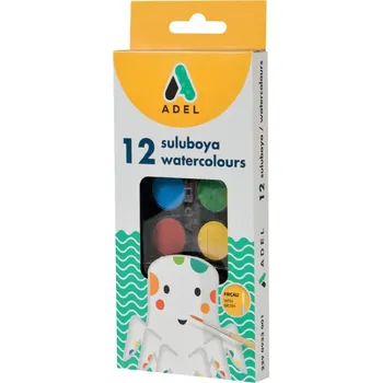 Umělecký štětec ADEL Vodové barvy 30mm (12ks) základní barvy + štětec