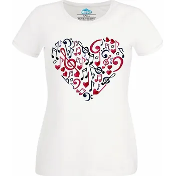 Dámské tričko Dámské tričko Srdce Hudebníka (Velikost: XL, Barva: Bílá)