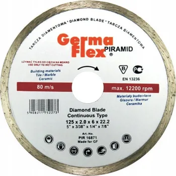 Řezný kotouč Diamantový kotouč 180 mm plný PYRAMID GERMAFLEX – řezání gresu, žuly, ma