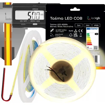 LED osvětlení LED Neon COB pásek 24V 5m 400 diod 4000K BÍLÁ NEUTRÁLNÍ TENKÝ 5MM SVĚTLÝ