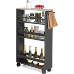 Kesper Mobilní zasunovací polička, policový díl, vozík, šedá, dřevo, s madlem