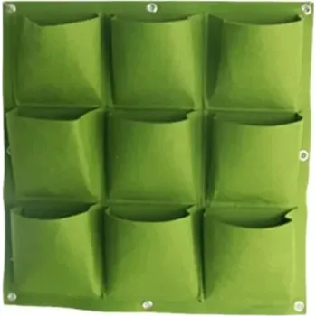 Květináč Závěsný květináč na zeď 50 x 50 cm Látkový organizér na pěstování rostlin 9 kapes 15x15 cm Vertikální zahrada Interiérová výsadba zelená
