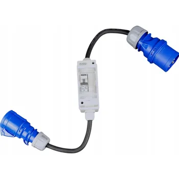 Prodlužovací kabel Adaptér 32A na 16A - 230V 3P - s jističem C16 – Gumový kabel 3x4mm2