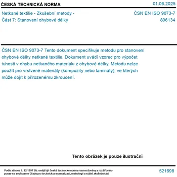 ČSN EN ISO 9073-7 - Netkané textilie - Zkušební metody - Část 7: Stanovení ohybové délky - Tisk