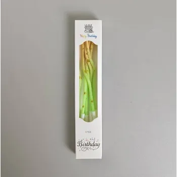 Dortová svíčka Dortisimo Svíčky spirálové zeleno-žluté se zlatým zdobením (6 ks)