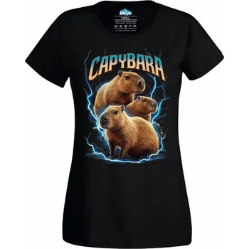 Dámské tričko Metalová Kapybara (Velikost: 4XL, Barva: Černá)