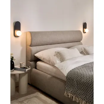 Nástěnné svítidlo Sada 2 nástěnných lamp černá kov sklo neprůhledné stínidlo kulatý tvar vintage styl obývací pokoj ložnice předsíň Beliani