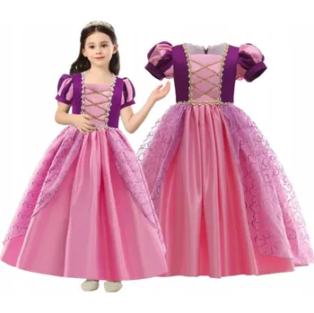 Karnevalový kostým ŠATY RAPUNZEL KOSTÝM KOSTÝM ZLATÉ VLASY NA PLES KARNEVAL 140 146