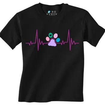 Chlapecké tričko Dětské tričko Barevný Kardiogram a Zvířecí tlapka (Velikost: 9-11, Barva: Černá)