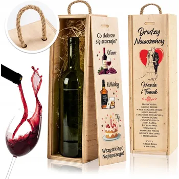 Obraz Dřevěná KRABIČKA / KAZETA na láhev vína S POTISKEM DÁREK k narozeninám, výročí