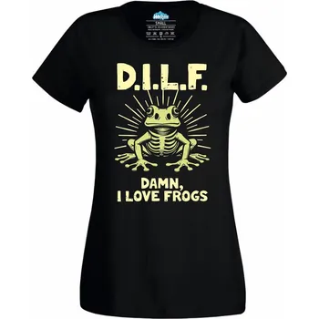Dámské tričko Dámské tričko D.I.L.F. Damn, I Love Frogs (Velikost: 3XL, Barva: Černá)