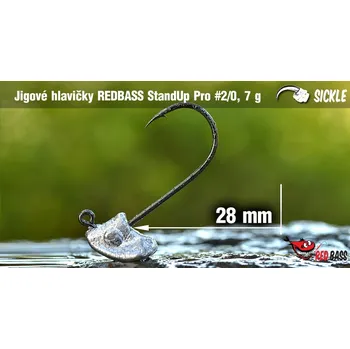 Rybářský háček Red Bass - Neváznoucí jigová hlavička StandUp Pro Sickle 7g / vel. 2/0