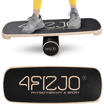 Balanční deska 4FIZJO Dřevěná balanční plošina BALANCE BOARD PRO 4FIZJO KAŠTANOVÁ|ČERNÁ