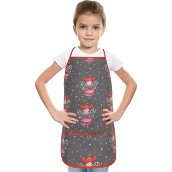 Bellatex Dětská zástěrka Víla šedá, růžová, rozměr 47 x 60 cm, pro děti ve věku 5 - 8 let