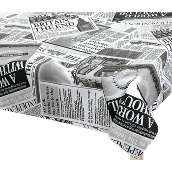 ubrus Bellatex Ubrus EMA Noviny černá, bílá, rozměr 120x140 cm