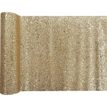 Party dekorace Stolová šerpa se zlatými třpytkami – 28 cm × 3 m