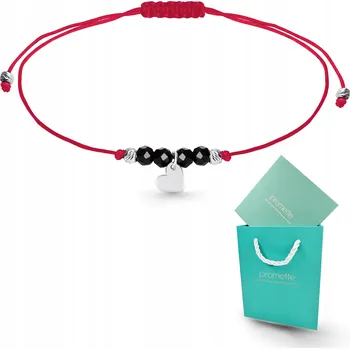 Náramek Náramek turmalín černý přírodní stříbro 925 červená šňůrka